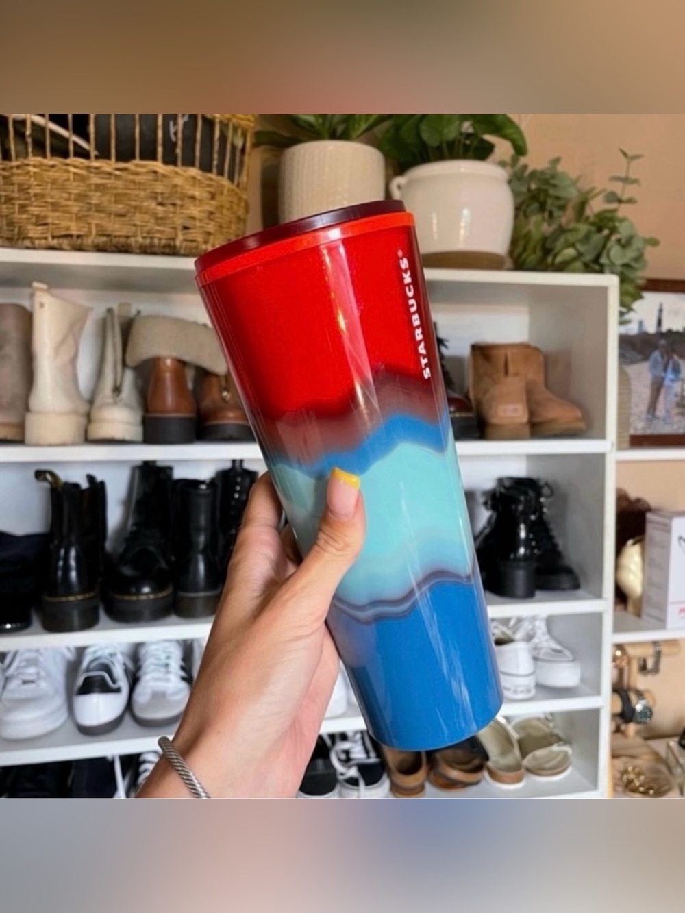 Starbucks 2020 red white and blue tumbler cup no straw